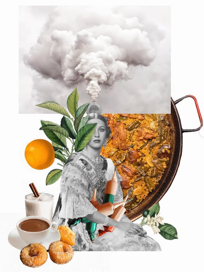 Collage de elementos característicos de Valencia