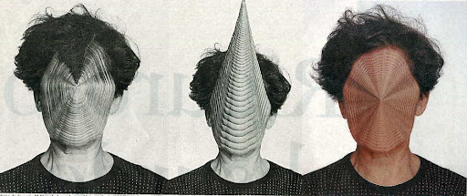 Esther Ferrer artista feminista distorsionando su cara de diferentes maneras