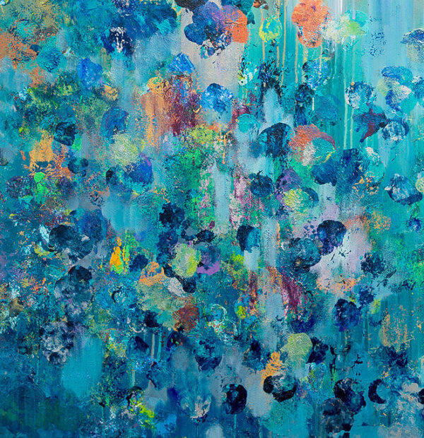 Obra abstracta en tonos azules
